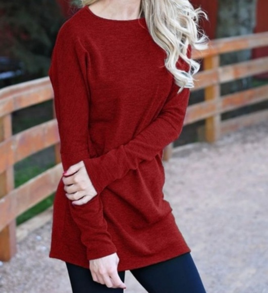 Long Sleeve Red Tunic - Picture 2 of 7